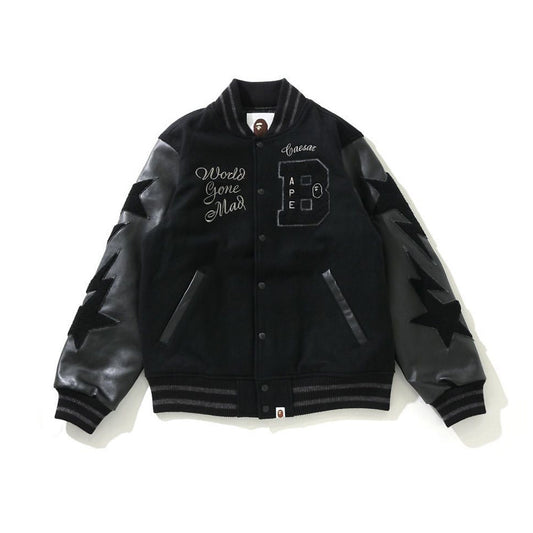 BAPE COMME DES GARCONS BLACK VARISITY JACKET