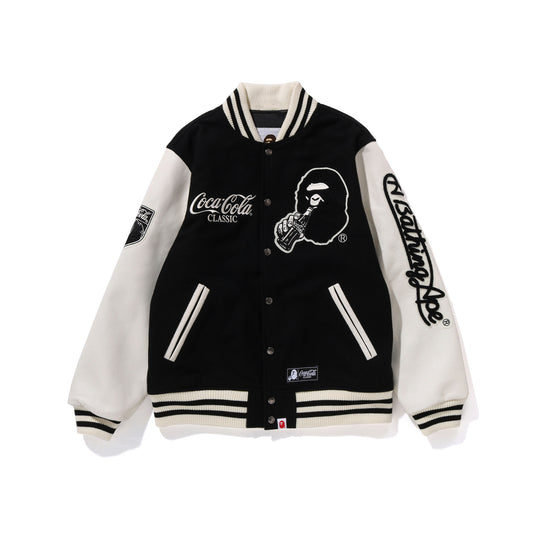 BAPE X COCACOLA BLACK VARSITY JACKET