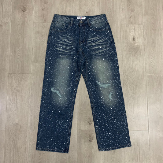 VALE FOREVER DENIM JEANS FULL RHINESTONE