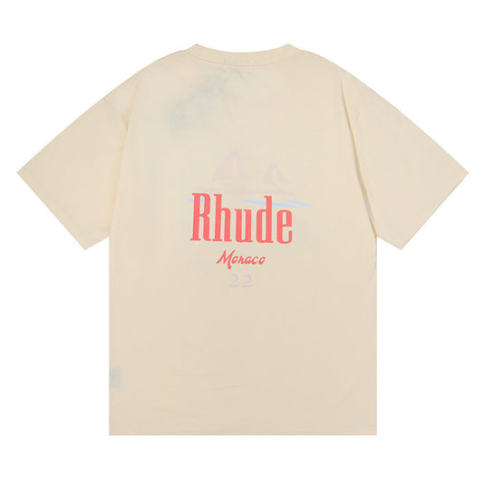 RHUDE MONACO SAILBOAT BEIGE T-SHIRT