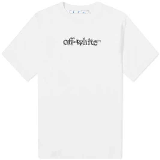 OFF WHITE SLANTED LOGO WHITE T-SHIRT