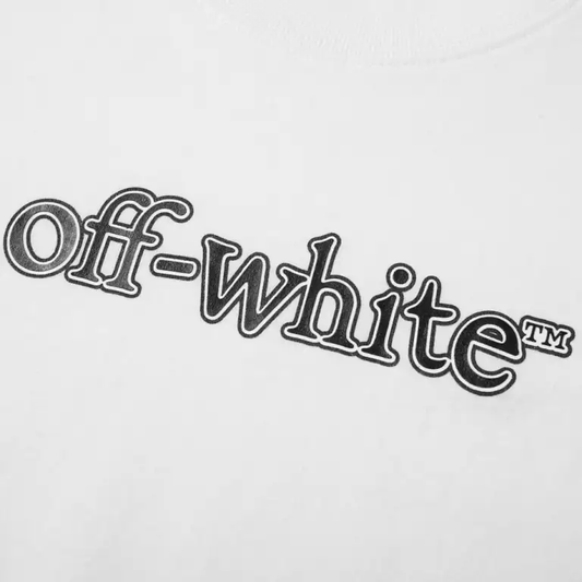 OFF WHITE SLANTED LOGO WHITE T-SHIRT