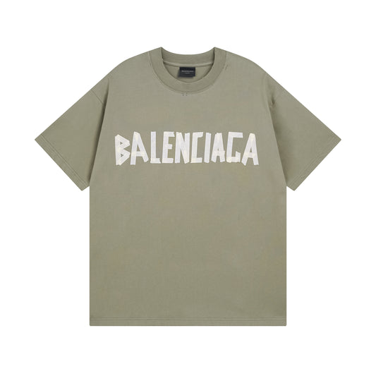 BALENCIAGA TAPE TYPE OLIVE T-SHIRT