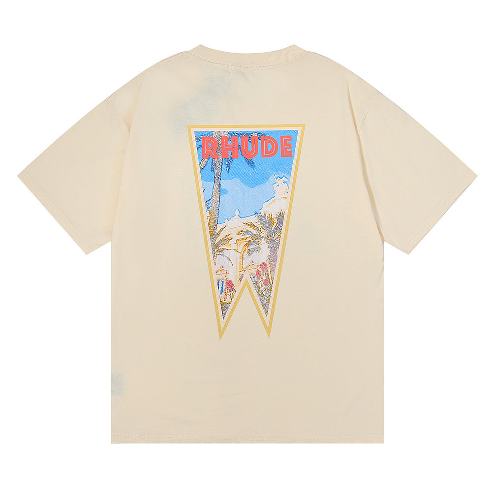 RHUDE COCONUT TREE BEIGE T-SHIRT