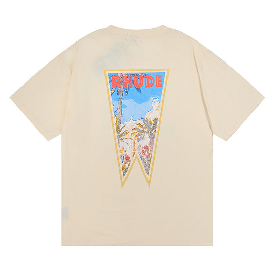 RHUDE COCONUT TREE BEIGE T-SHIRT
