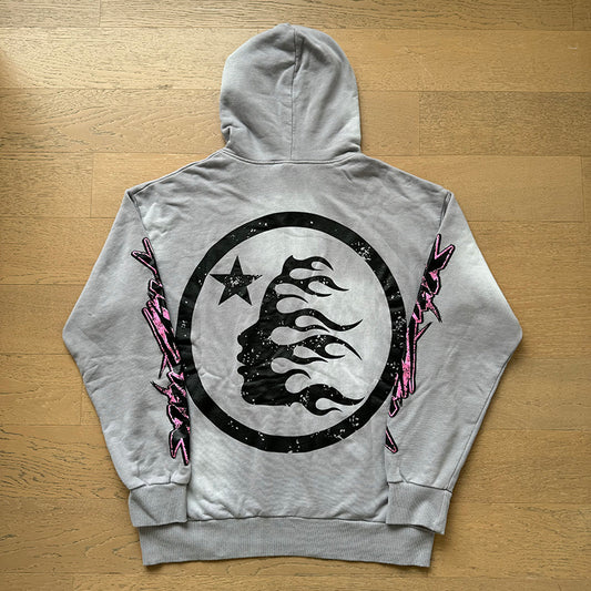 HELLSTAR FUTURE FLAME GREY-PINK HOODIE