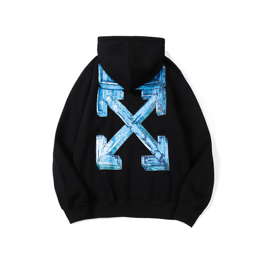 OFF WHITE ARROW BLUE AND BLACK HOODIE