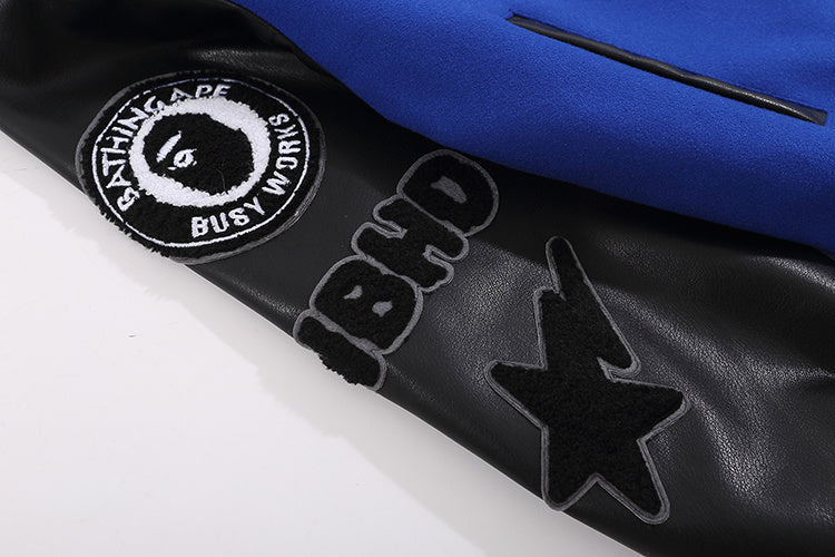 BAPE X NEIGHBORHOOD BLUE VARSITY JACKET