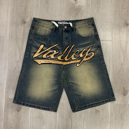 VALE FOREVER RHINESTONE ROYAL DENIM SHORTS