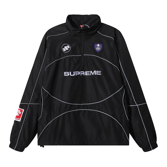 SUPREME FW24 WEEK11 REFLECTIVE PIPING BLACK PULLOVER