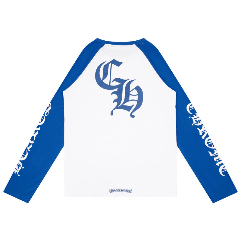 CHROME HEARTS LONG SLEEVE BLUE AND WHITE T-SHIRT