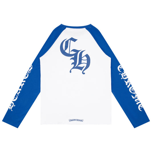 CHROME HEARTS LONG SLEEVE BLUE AND WHITE T-SHIRT