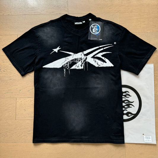 HELLSTAR RIPPED LOGO BLACK T-SHIRT