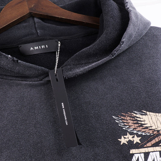 AMIRI EAGLE GRAPHIC BLACK HOODIE