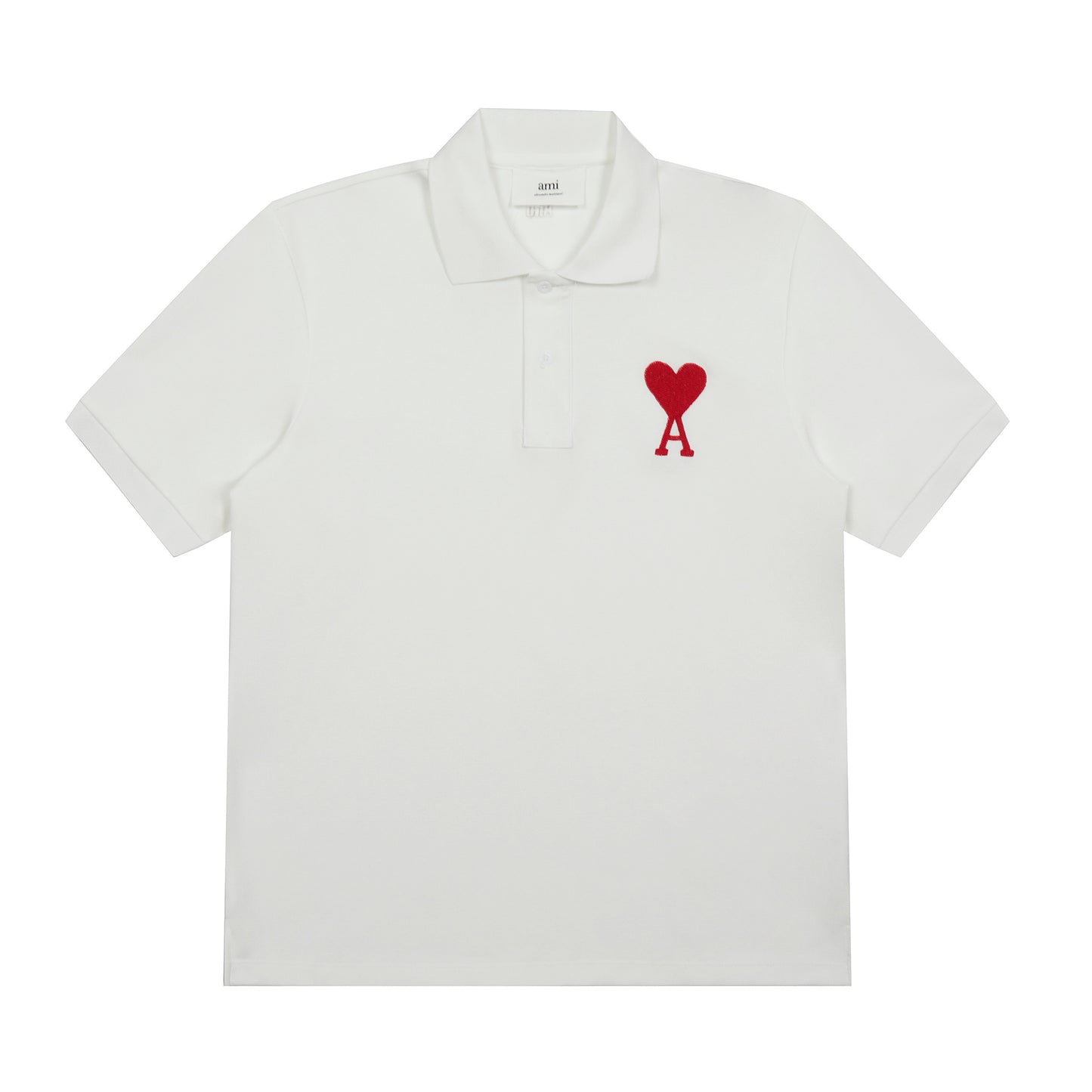 AMI PARIS WHITE AND RED POLO T-SHIRT