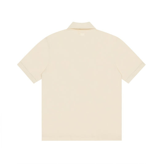 AMI PARIS FULL CREME POLO T-SHIRT