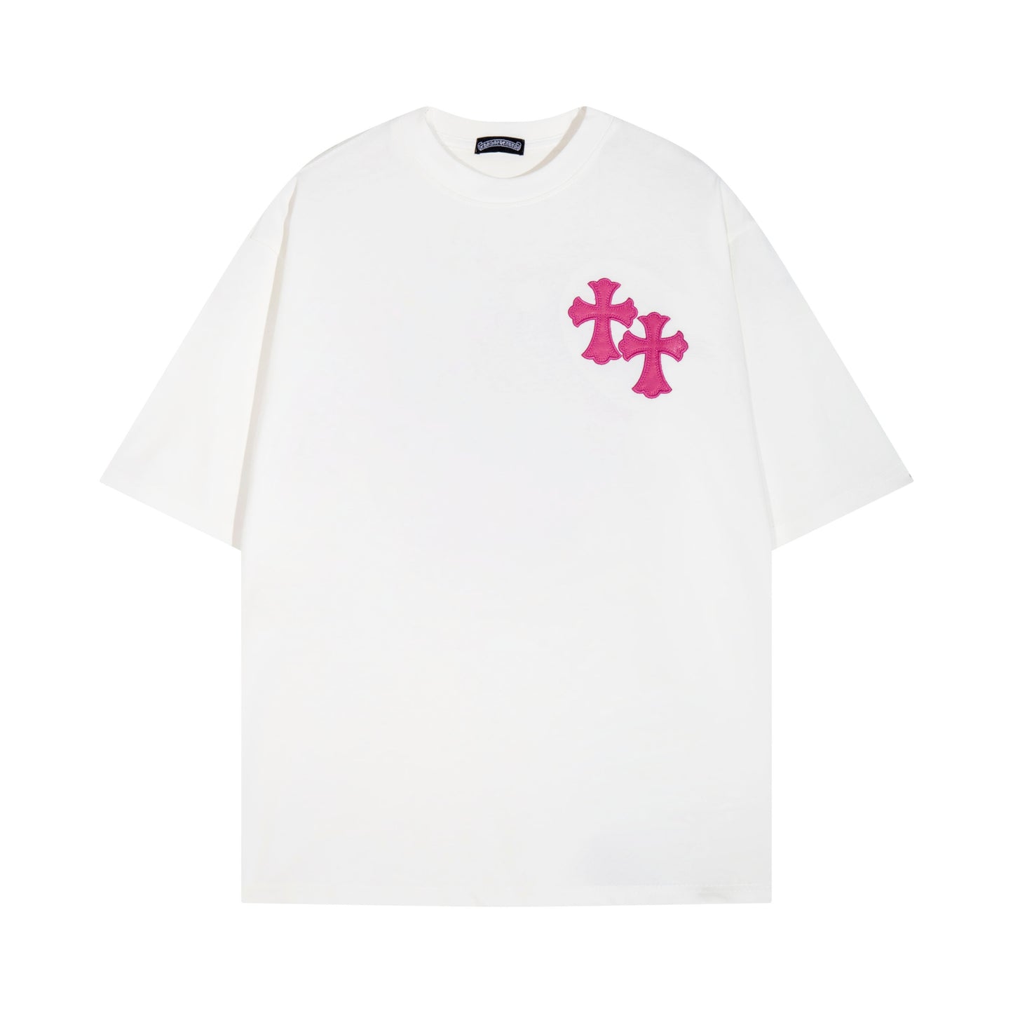 CHROME HEARTS PINK CROSS WHITE T-SHIRT