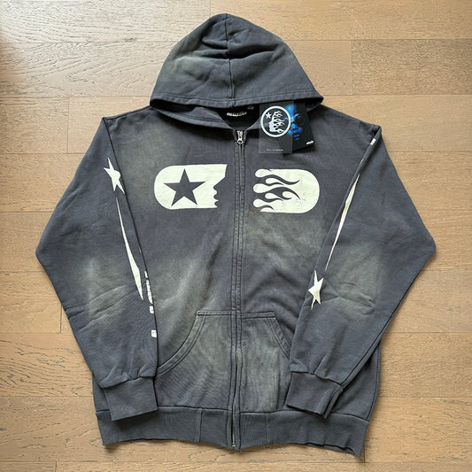 HELLSTAR STUDIOS ZIP HOODIE WASHED GREY