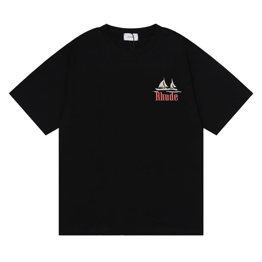 RHUDE MONACO SAILBOAT BLACK T-SHIRT
