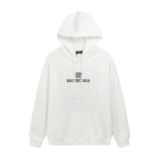 BALENCIAGA WHITE HOODIE PIXEL LOGO