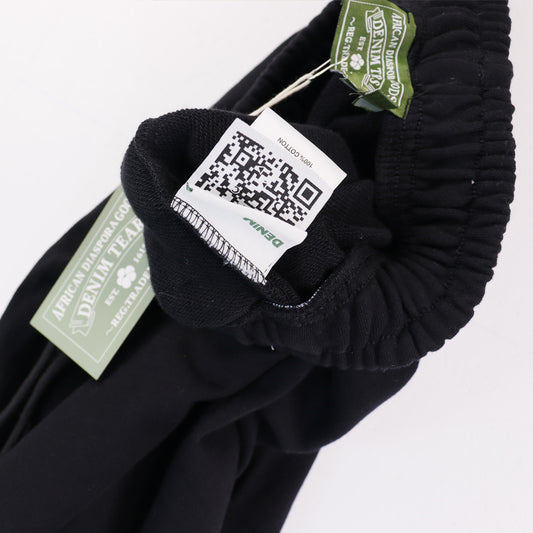 DENIM TEARS BLACK SHORTS BIG COTTON WREATH