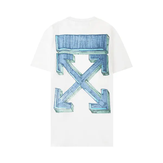 OFF WHITE MARKER ARROWS WHITE AND BLUE T-SHIRT