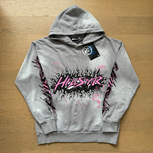 HELLSTAR FUTURE FLAME GREY-PINK HOODIE
