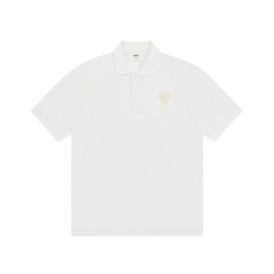 AMI PARIS FULL WHITE POLO T-SHIRT