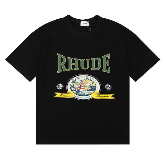 RHUDE MONACO REGATTA BLACK T-SHIRT
