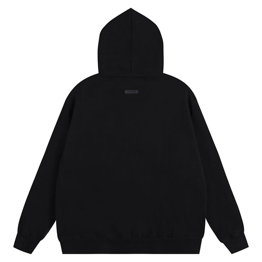 FEAR OF GODS ESSENTIALS CLOUD DANCER BLACK HOODIE