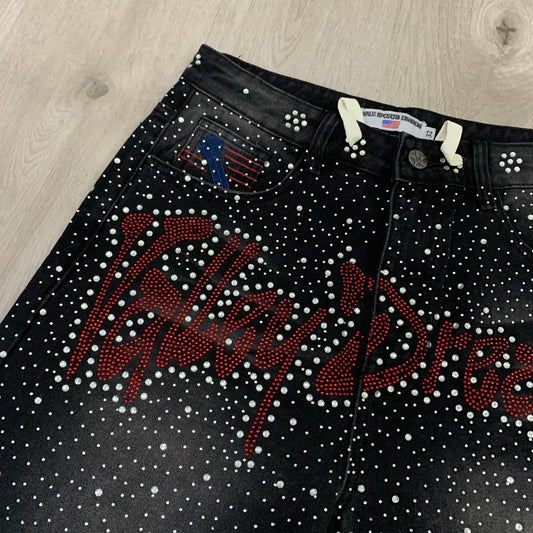 VALE FOREVER FULL RHINESTONE DENIMS SHORTS