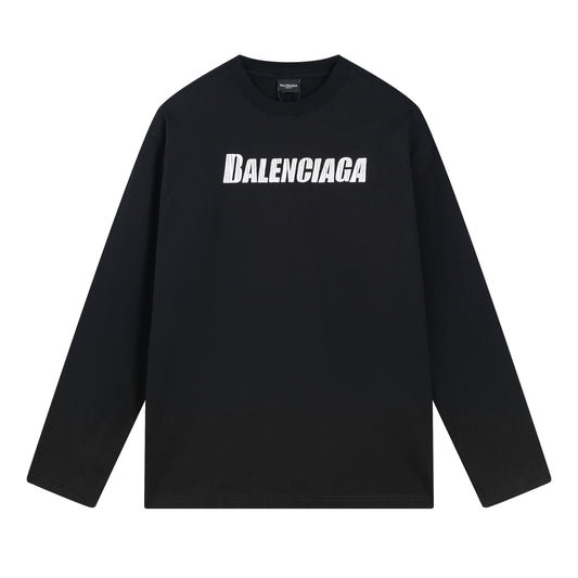 BALENCIAGA BASIC LOGO LONG SLEVE BLACK T-SHIRT