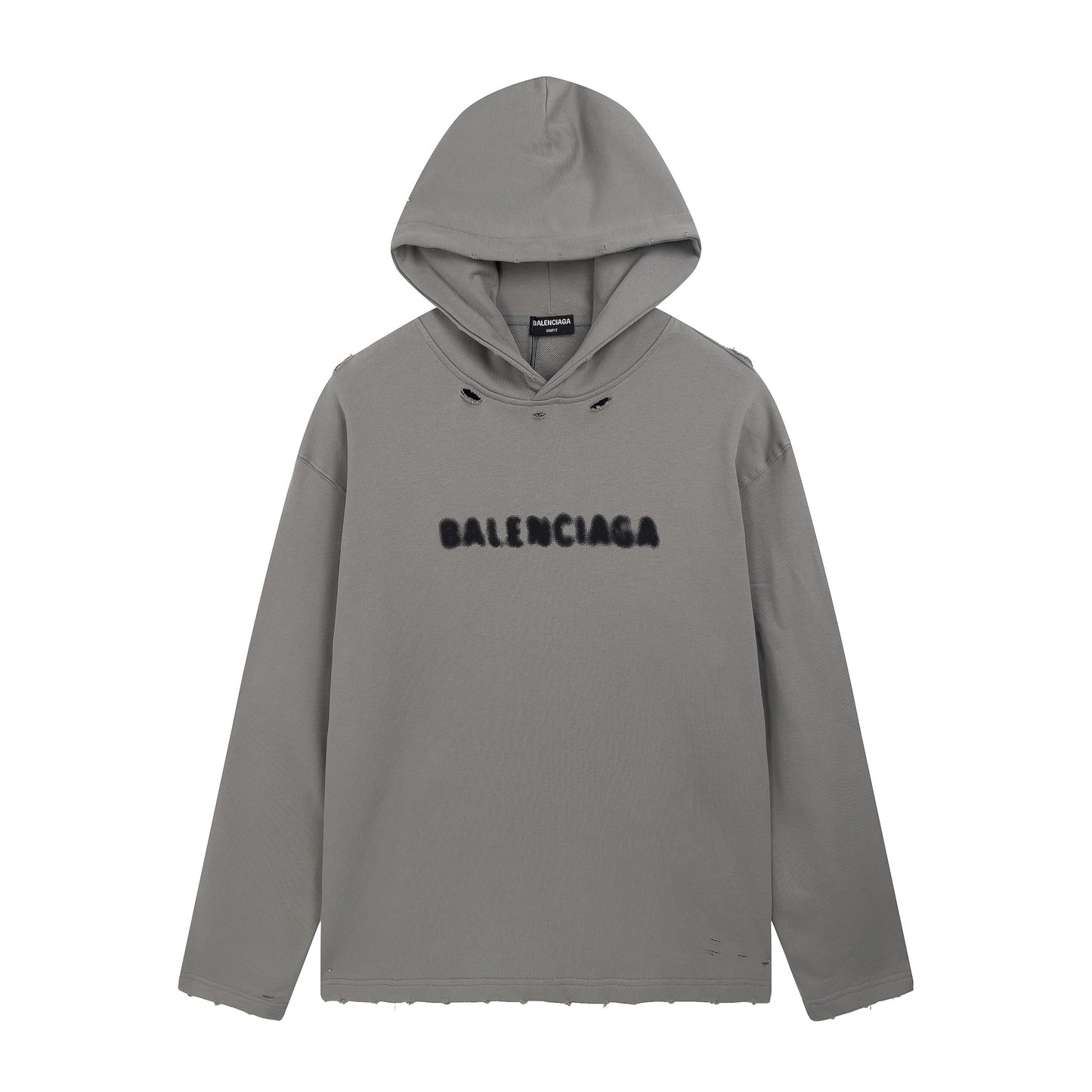 BALENCIAGA EXTRA LARGE GRAFITED LOGO GREY HOODIE