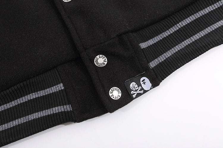 BAPE X NEIGHBORHOOD FULL BLACK VARSITY JACKET