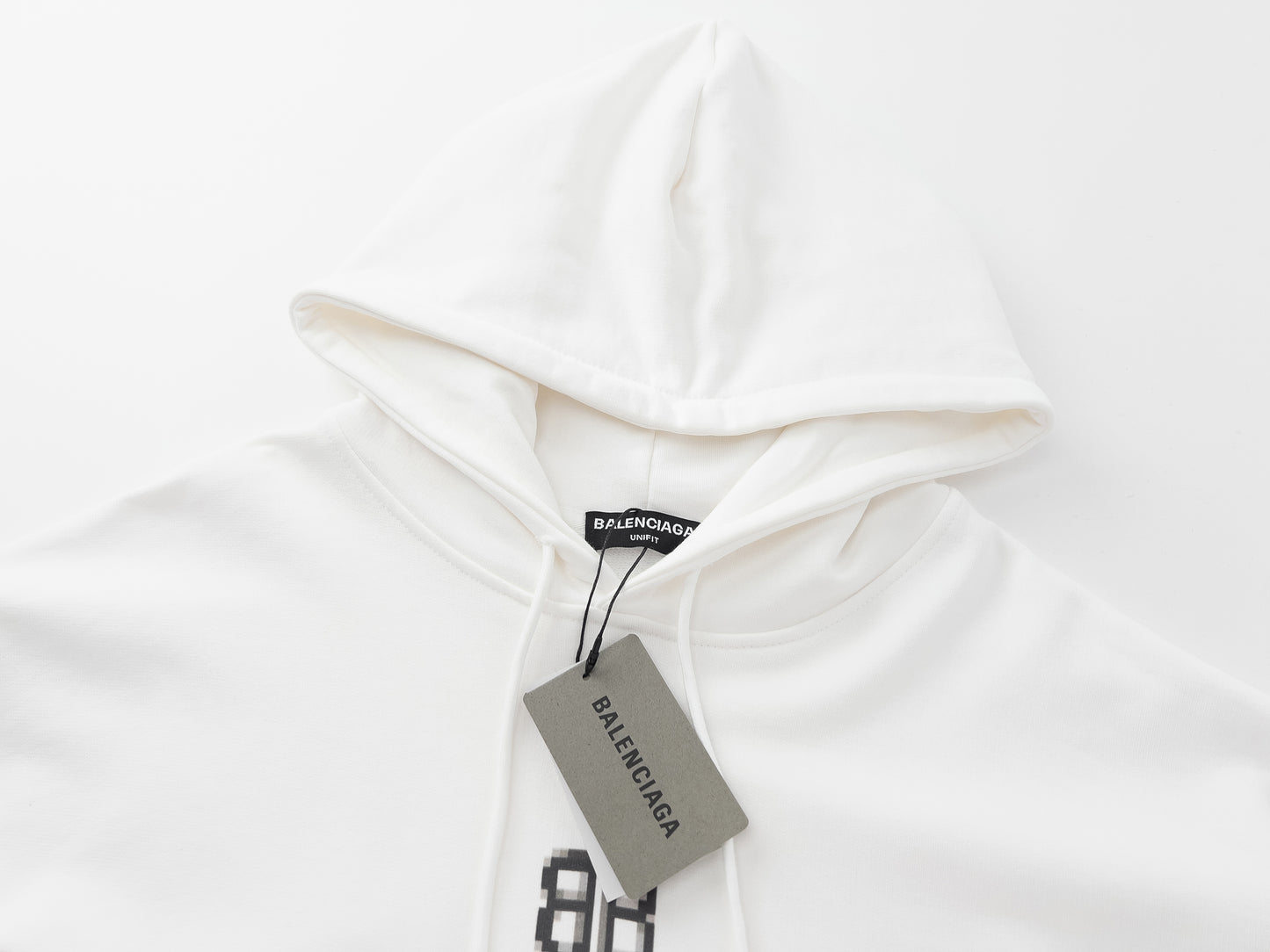 BALENCIAGA WHITE HOODIE PIXEL LOGO