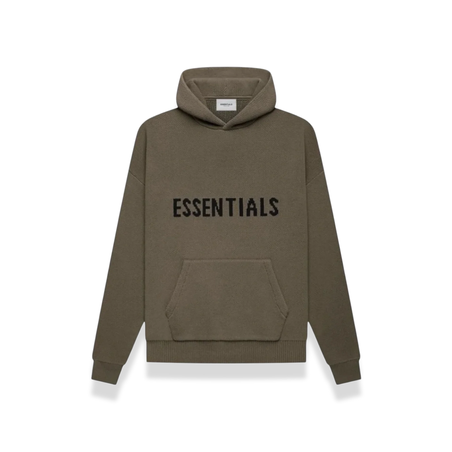 FEAR OF GODS ESSENTIALS KNIT PULLOVER BROWN HOODIE