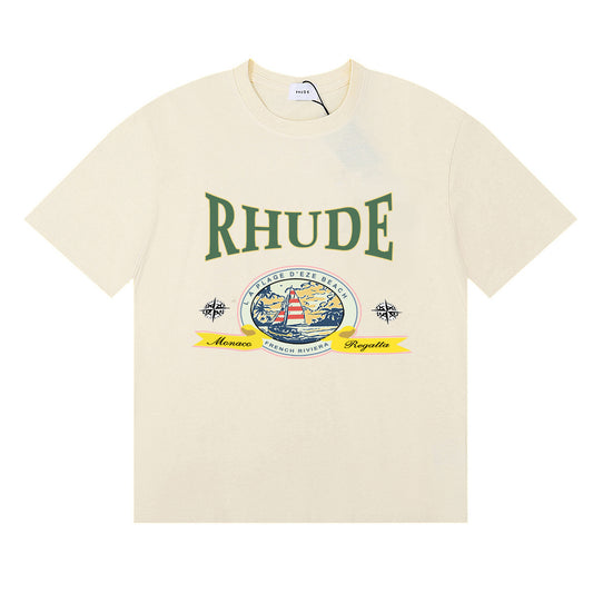 RHUDE MONACO REGATTA BEIGE T-SHIRT