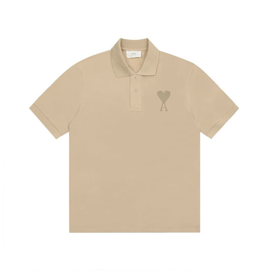 AMI PARIS FULL BEIGE POLO T-SHIRT