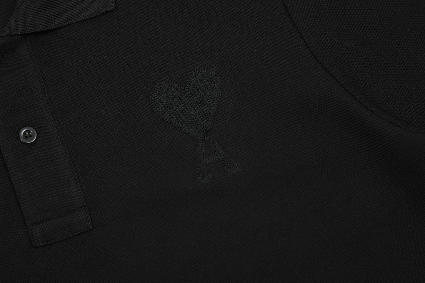 AMI PARIS FULL BLACK POLO T-SHIRT