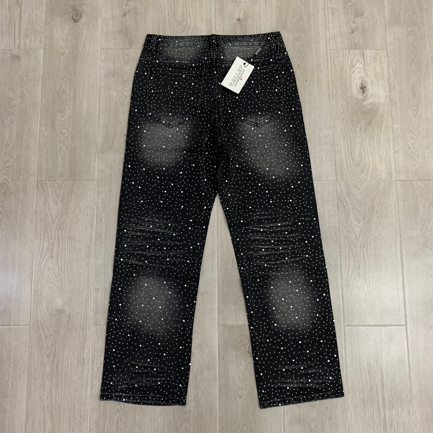 VALE FOREVER DENIM BLACK JEANS FULL RHINESTONE