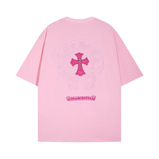 CHROME HEARTS PINK CROSS PINK T-SHIRT