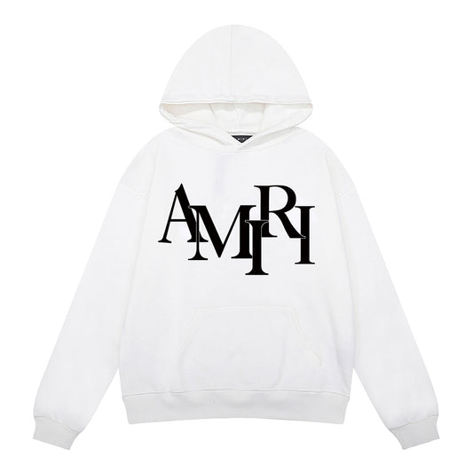 AMIRI STRAGGERED LOGO WHITE HOODIE