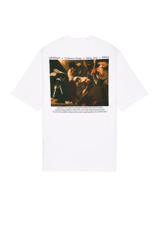 OFF WHITE CARAVAGGIO THE CROWING WITH TORNS WHITE T-SHIRT