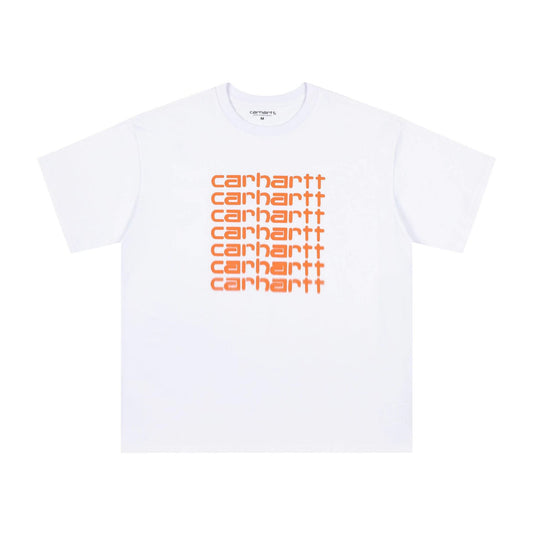 CARHARTT WIP WHITE AND ORANGE TEE