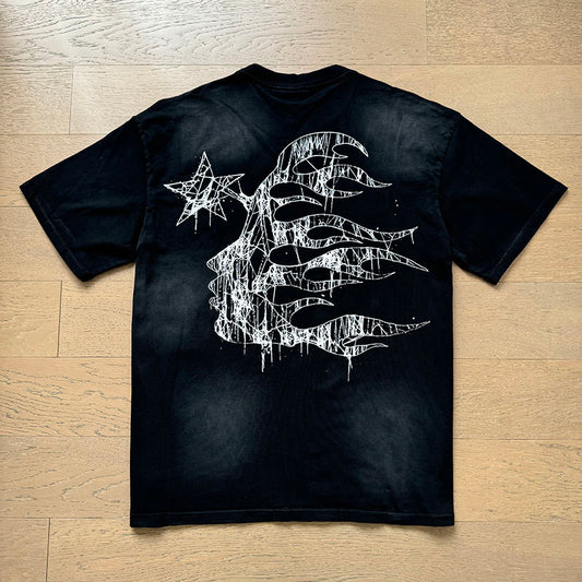 HELLSTAR RIPPED LOGO BLACK T-SHIRT