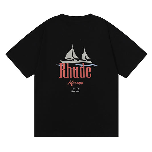 RHUDE MONACO SAILBOAT BLACK T-SHIRT