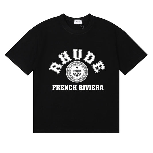 RHUDE FRENCH RIVIERA BLACK T-SHIRT