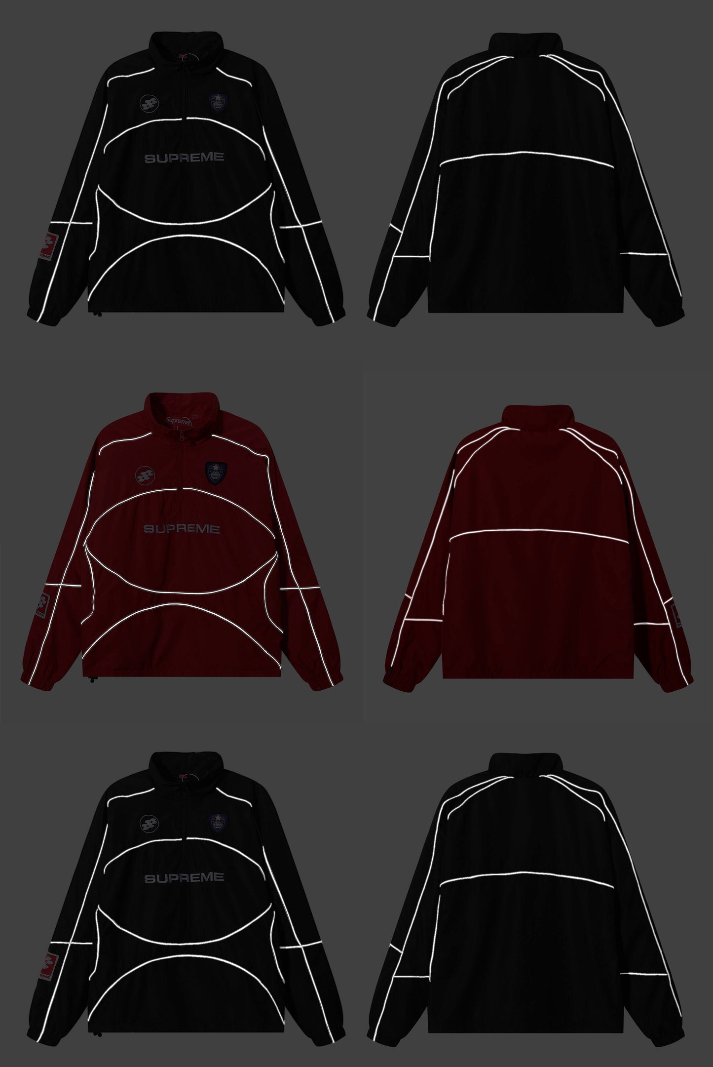 SUPREME FW24 WEEK11 REFLECTIVE PIPING BLACK PULLOVER