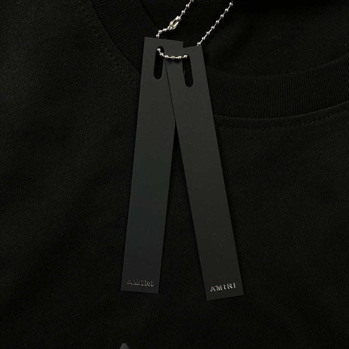 AMIRI STAGGERED LOGO FULL BLACK T-SHIRT