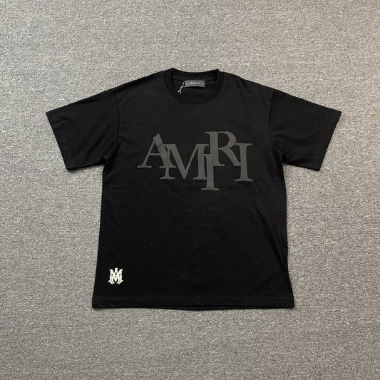 AMIRI STAGGERED LOGO FULL BLACK T-SHIRT